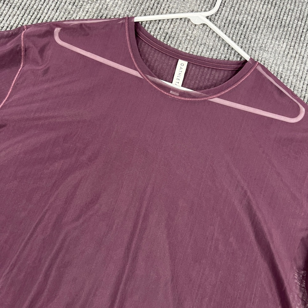 Athleta Cropped Shirt Womens Large Purple Long Sleeve Athletic Active Yoga Gym